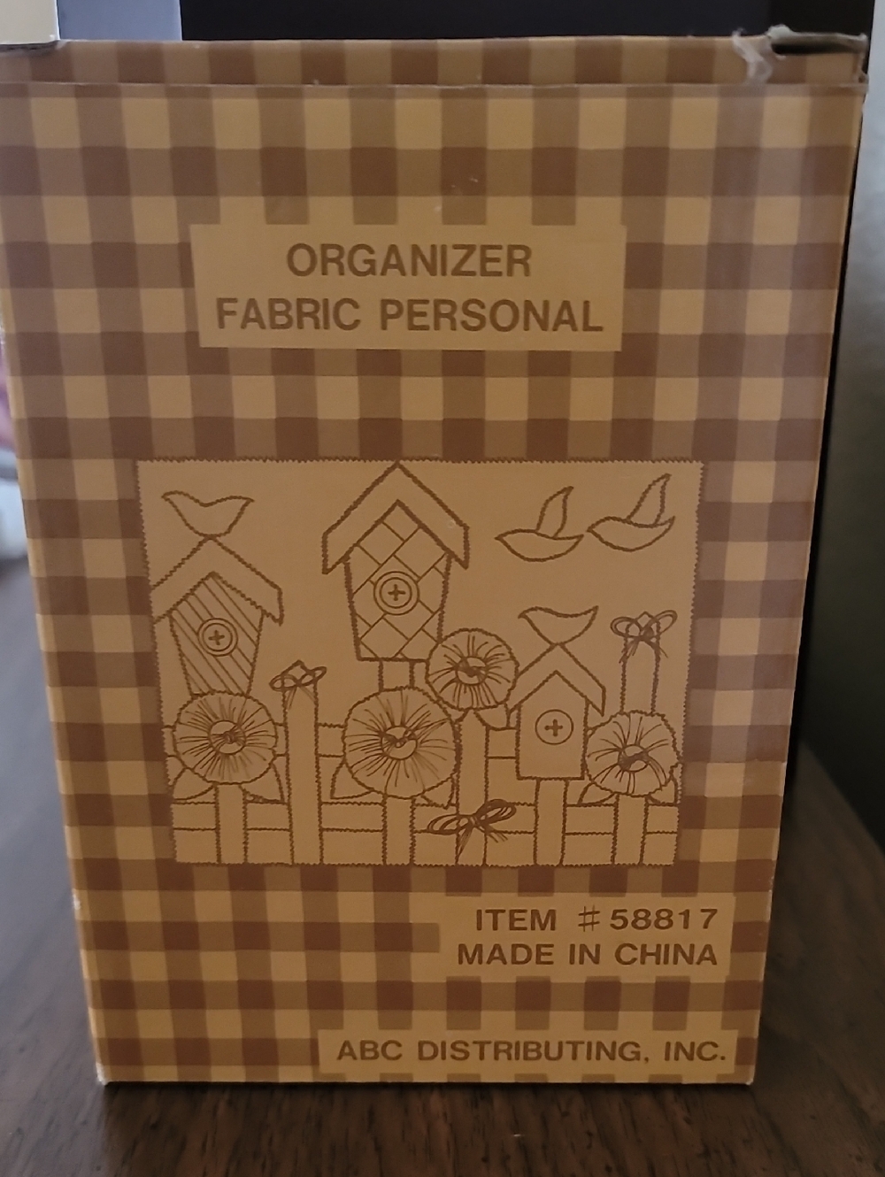 Fabric Personal Organizer in Brown Gingham